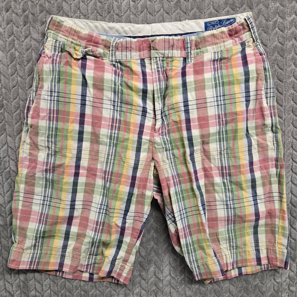 Vintage Polo Ralph Lauren Sportswear‎ Plaid Shorts Mens Size 32* Colorful Casual